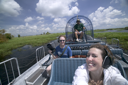 me and Chris and the crazy, chain-smoking airboat driver