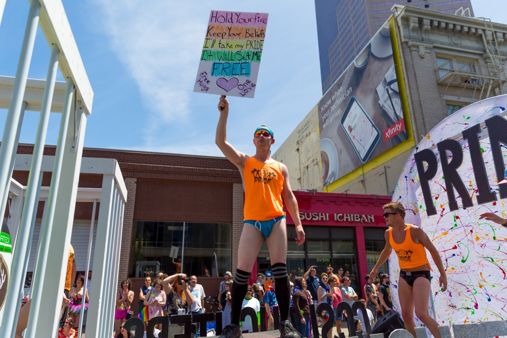 The Gay Pride Parade in downtown Portland, Oregon celebrated in remembrance of the mass shooting at the Pulse Club in Orlando, Florida